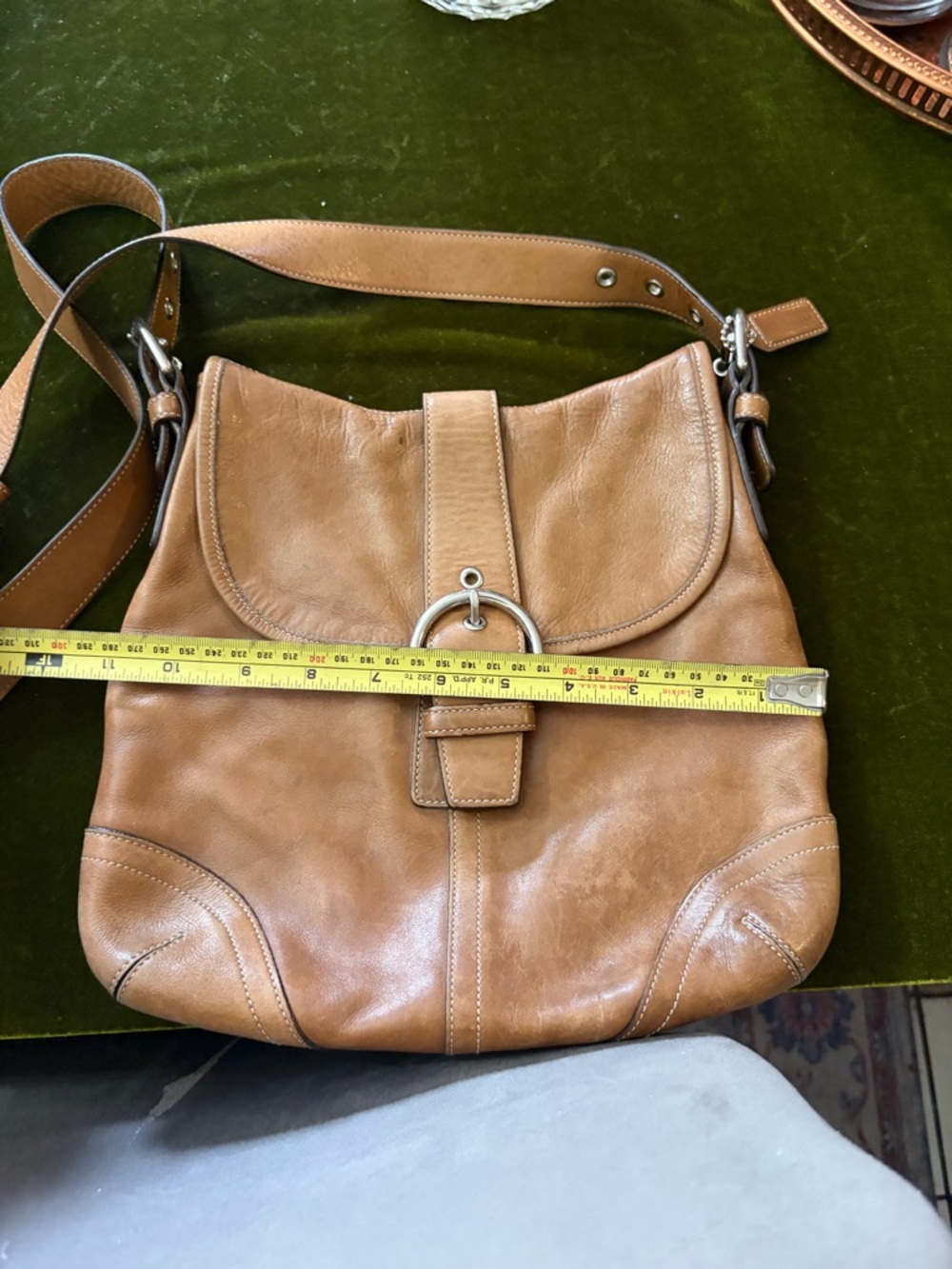 Coach Tan Leather Buckle Crossbody Bag - Picture 7 of 14